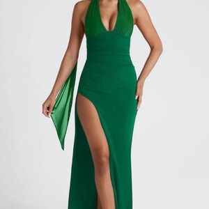 Elegant Emerald Backless Dress